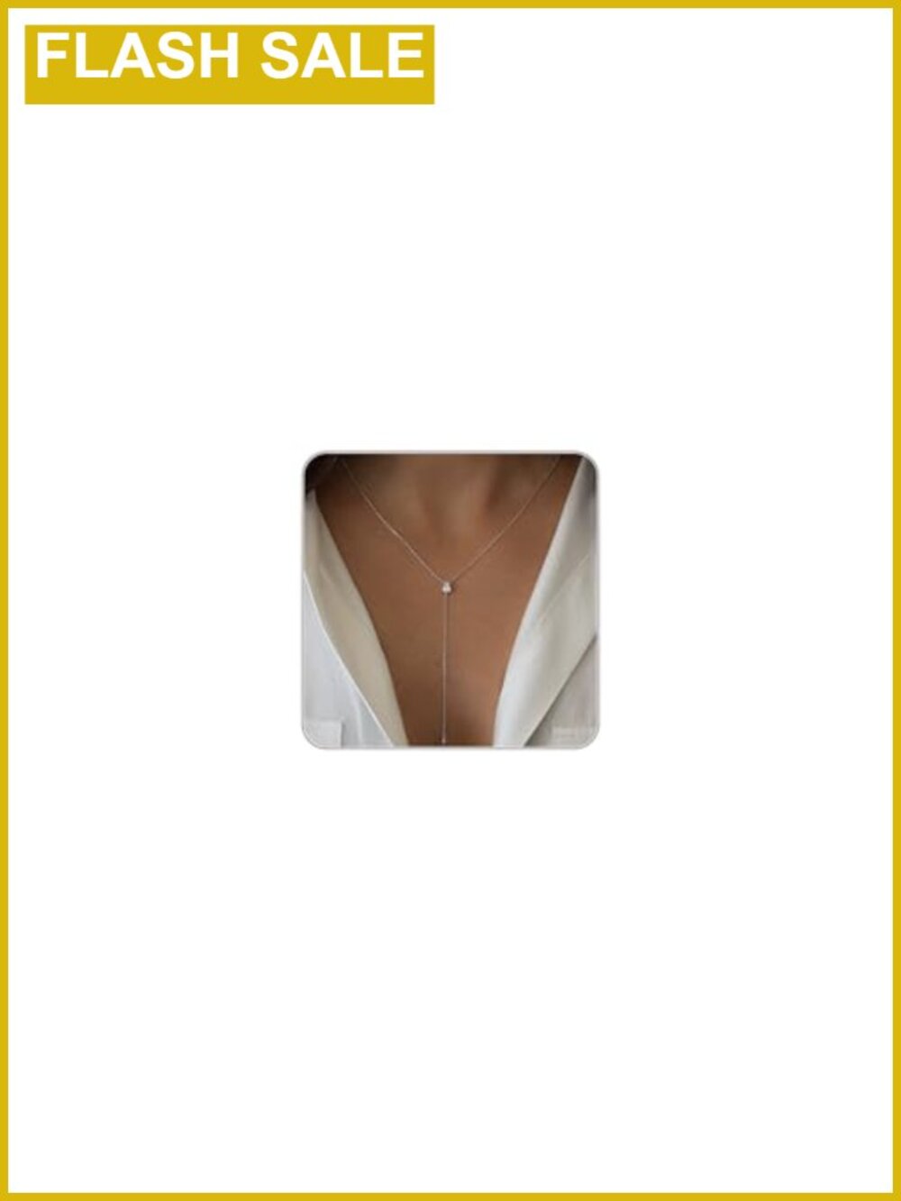 14k Silver Plated Y-Shaped Lariat Necklace CZ Drop Chain Women Dainty Gift